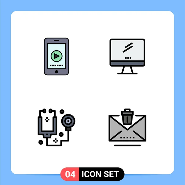 Interface Utilisateur Filledline Flat Color Pack Signes Symboles Modernes Téléphone — Image vectorielle