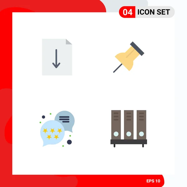 Mobile Interface Flat Icon Set Pictograms Document Archive Paper Premium — 스톡 벡터