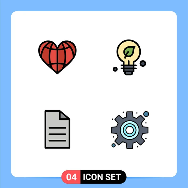 Thematic Vector Filledline Flat Colors Editable Symbols Heart File Favorite — Stock Vector