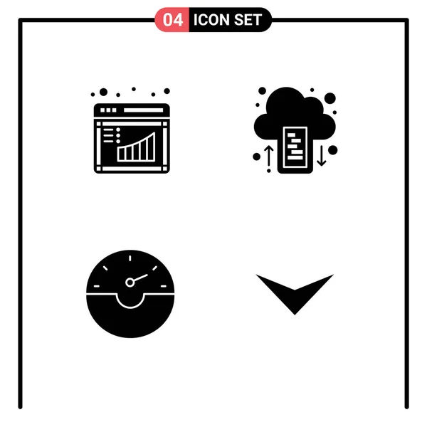 Grupo Glifos Sólidos Modernos Conjunto Para Tablero Medidor Gestión Móvil — Archivo Imágenes Vectoriales