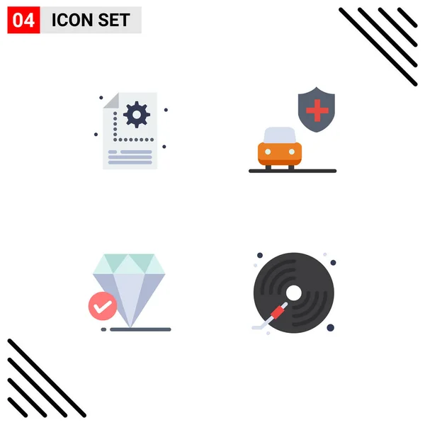 Pictogram Set Simple Flat Icons Creative Big Think Setting Security — Stock Vector