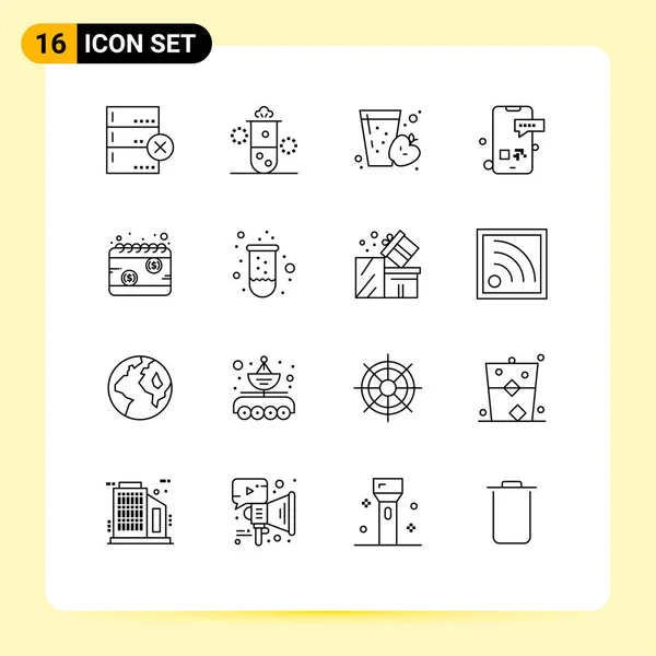 Stock Vector Icon Pack Líneas Signos Símbolos Para Calendario Smartphone — Archivo Imágenes Vectoriales