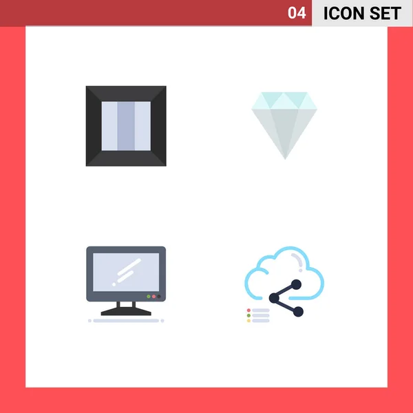 Vector Flat Icons Grid Box Computer Logistic Jewel Device Editable — 스톡 벡터