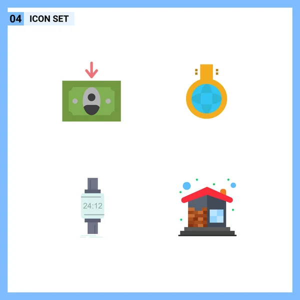 Set Iconos Planos Comerciales Pack Para Dinero Efectivo Reloj Química — Vector de stock