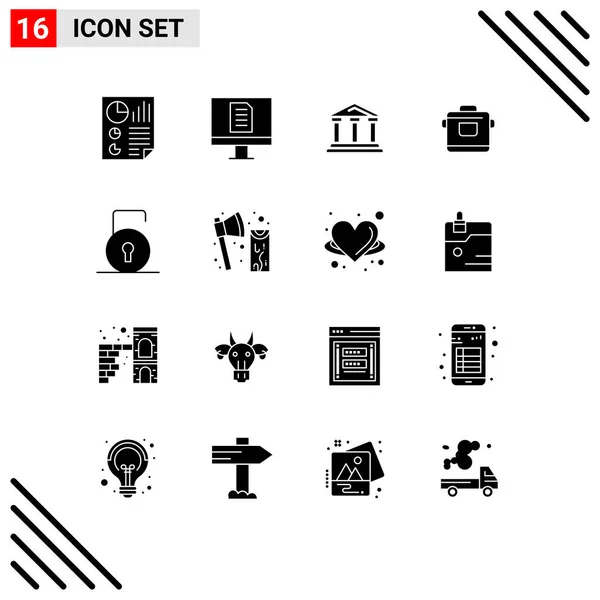 16用户接口现代标志和钥匙 法律可编辑矢量设计元素符号的固态包装 — 图库矢量图片