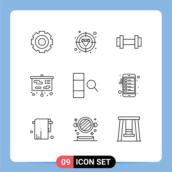 Universal Icon Symbols Group Modern Outlines Column School Target Presentation — 스톡 벡터