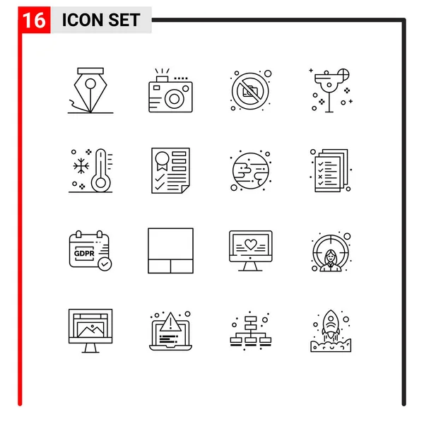 2014 Mobile Interface Outline Set Pictograms Low Margarita Camera Llime — 스톡 벡터