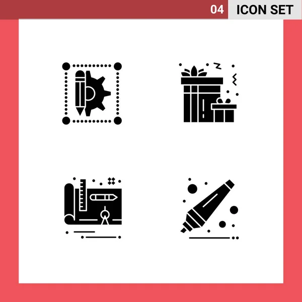 Universal Icon Symbols Group Modern Solid Glyphs Creative Design Pen — Stock Vector