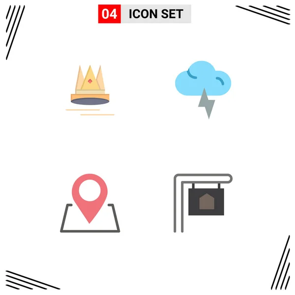 Pictogram Set Simple Flat Icons Premuim Pin Marketing Weather House — Stock Vector