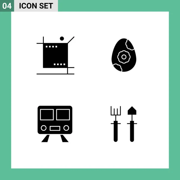 Universal Icon Symbols Group Modern Solid Glyphs Crops Railway Tool — 스톡 벡터