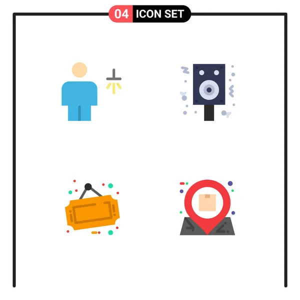 Paquete Línea Vectorial Editable Iconos Planos Simples Avatar Signo Ducha — Vector de stock