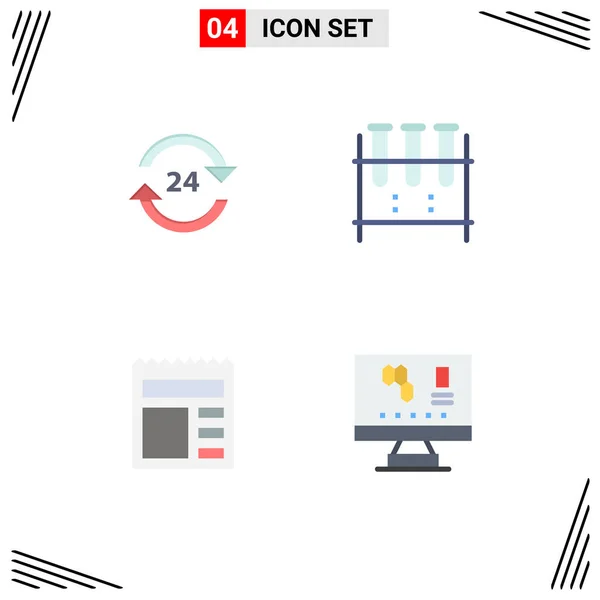 4平面Icon概念 适用于Websites Mobile和Apps Concierge Lab Glassware 24小时服务 化学品瓶 可编辑向量设计元素 — 图库矢量图片