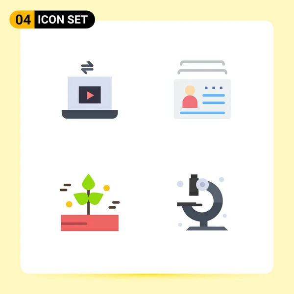 Mobile Interface Flat Icon Set Pictograms Laptop Agriculture Play Document — Stockový vektor