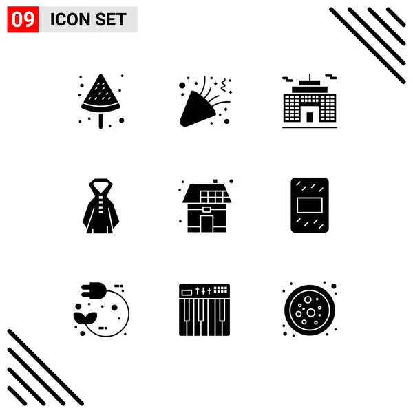 Thematic Vector Solid Glyphs Editable Symbols Solar House Business Energy — Stockový vektor