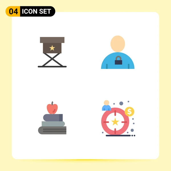 Iconos Creativos Signos Símbolos Modernos Silla Libros Avatar Bloqueado Elementos — Vector de stock