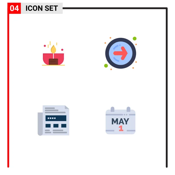 Set Modern Icons Symbols Signs Candle Lighter Next Headline Editable — Stock Vector