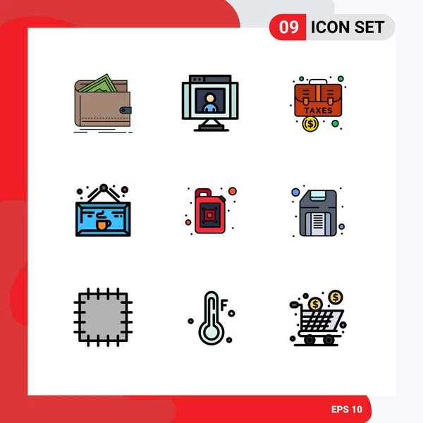 Creative Icons Modern Signs Symbols Coffee Drink Video Case Baggage — Stock Vector