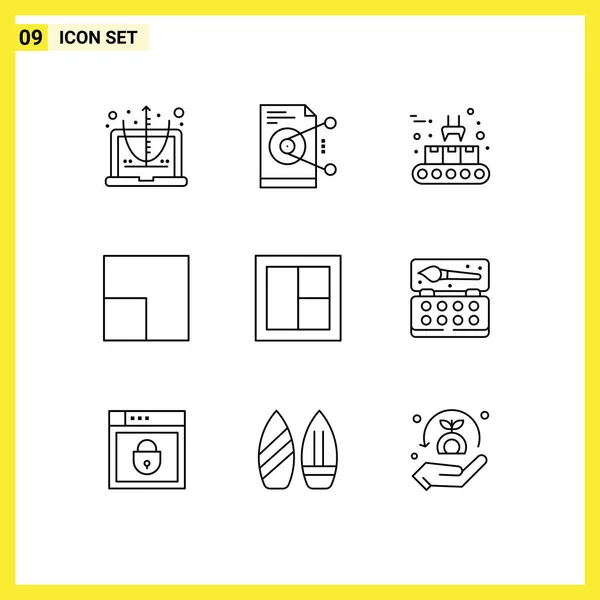 Creative Icons Modern Signs Symbols Interior Frame Server View Production — Stock Vector