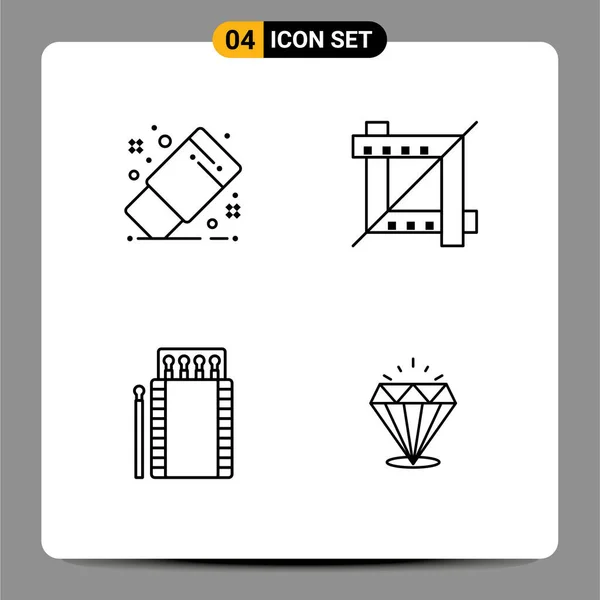 Ensemble Moderne Couleurs Plates Filledline Pictogramme Dessin Feu Outil Graphique — Image vectorielle