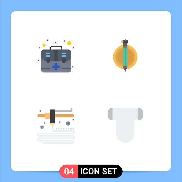 Group Modern Flat Icons Set Aid Printing Kit Bonus Briefs — Stock Vector