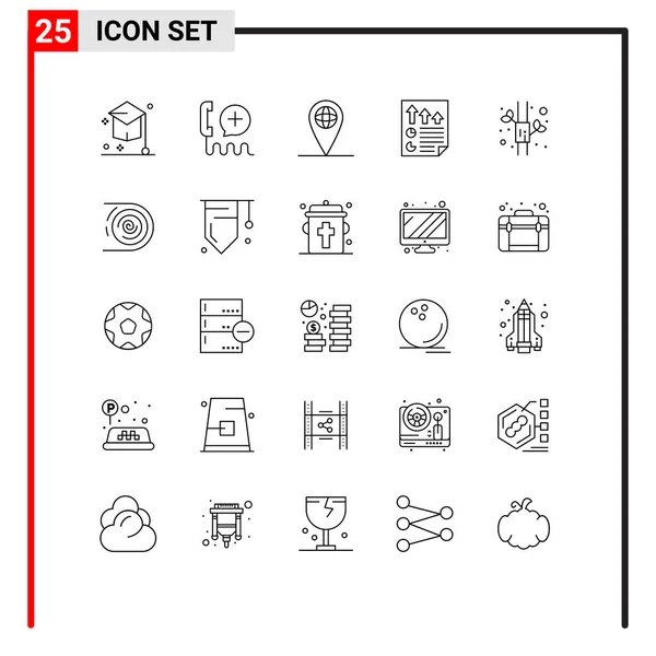 现代25行和符号 如报表 可编辑向量设计元素 — 图库矢量图片