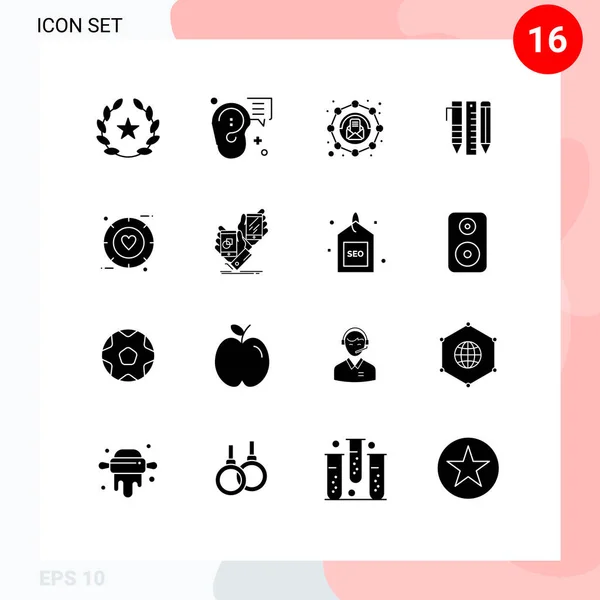 Universal Icon Symbols Group Modern Solid Glyphs Pen Stacionary Message — Stockový vektor