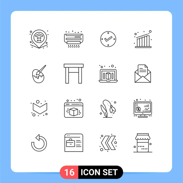 Creative Icons Modern Signs Symbols Egg Brush Open Chart Business — Stock Vector