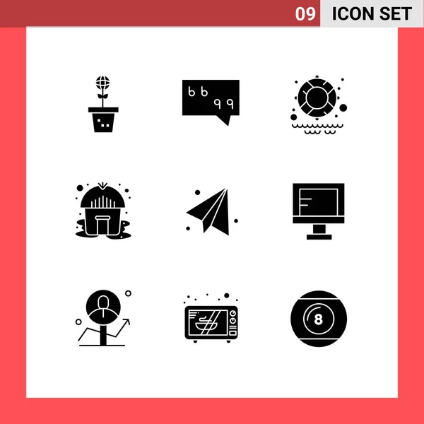 Pictogram Set Simple Solid Glyphs Computer Education Lifesaver Back School — Stockový vektor