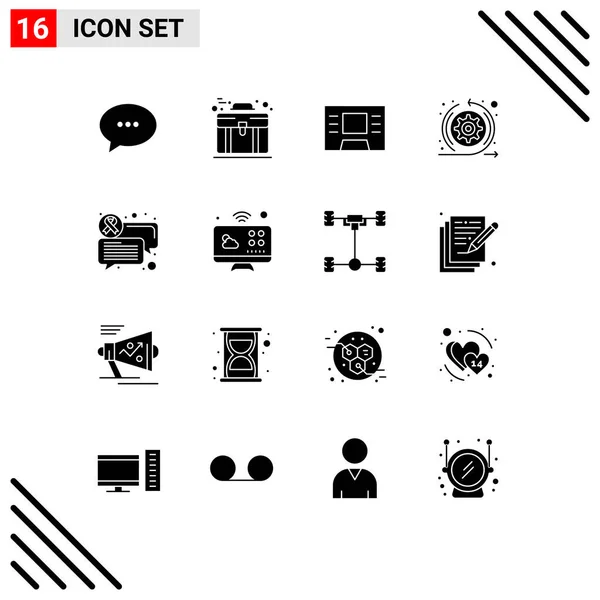 Modern Set Solid Glyphs Pictograph Communications Communication Atm Chat Scrum — Stock Vector