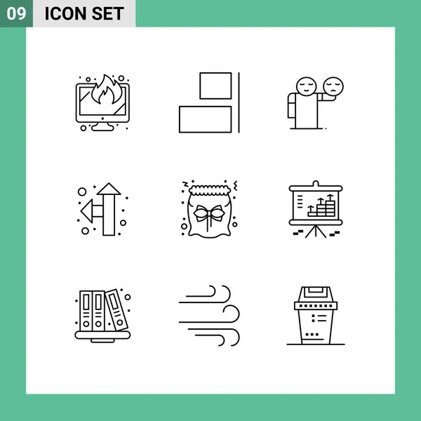 Stock Vektorové Ikony Balení Čárových Značek Symbolů Pro Dárek Bonbóny — Stockový vektor