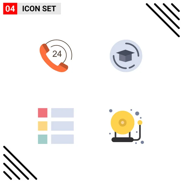 Mobile Interface Flat Icon Set Pictograms Call Image Support Graduation — Stock Vector