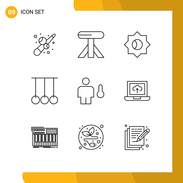 Set Vector Outlines Grid Human Body Setting Avatar Rings Editable — Stock Vector