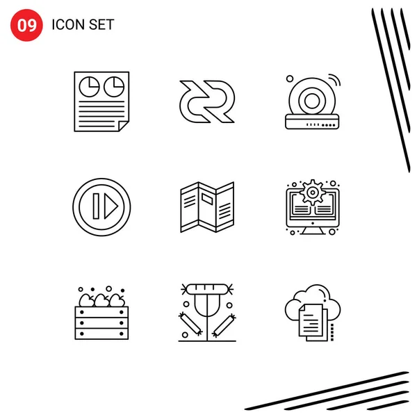 Set Modern Icons Symbols Signs Resume Forward Cryptocurrency Audio Wifi — Stock Vector