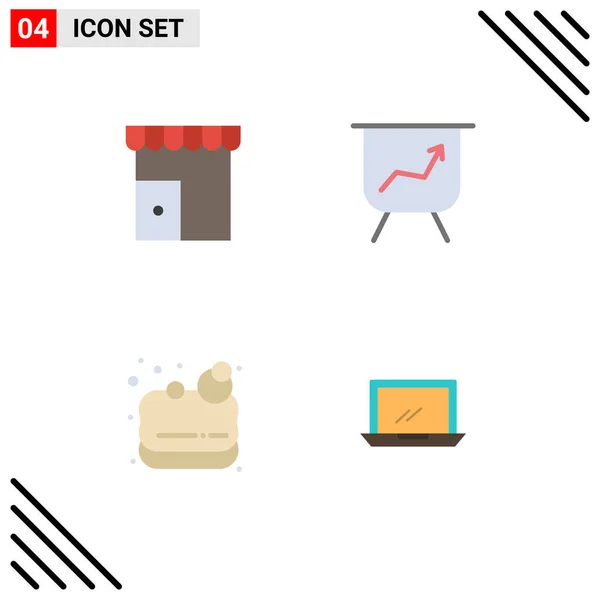 Mobile Interface Flat Icon Set Mit Piktogrammen Für Gebäude Lotus — Stockvektor