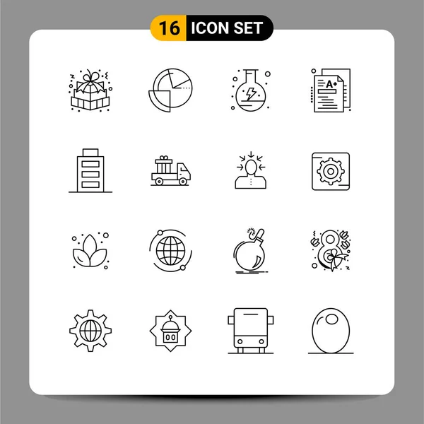 Conjunto Icones Modernos Símbolos Sinais Para Conhecimento Diagrama Teste Elementos —  Vetores de Stock