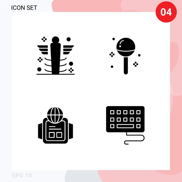 Pictogram Set Simple Solid Glyphs Care Meal Medical Drink Watch — 스톡 벡터