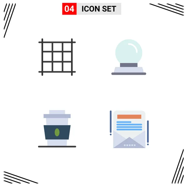 Set Von Vector Flat Icons Grid Für Pixel Newsletter Zauberball — Stockvektor