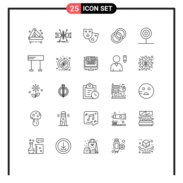 25个现代标志和糖果 可编辑向量设计元素的用户界面行包 — 图库矢量图片