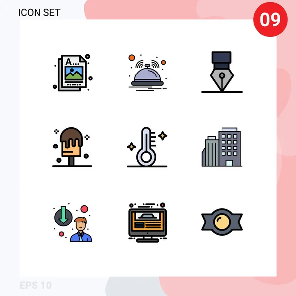 Stock Vector Icon Pack Líneas Signos Símbolos Para Termómetro Médico — Vector de stock