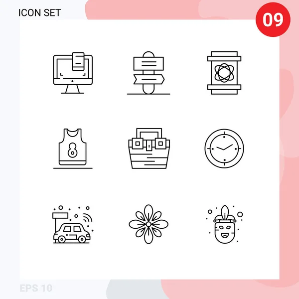 Stock Vector Icon Pack Line Signs Symbols Box Garments Danger — Stock Vector