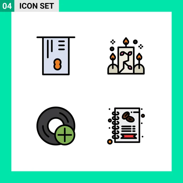 Stock Vector Icon Pack Line Segni Simboli Bancomat Dispositivi Candele — Vettoriale Stock