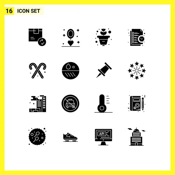 Mobile Interface Solid Glyph Set Pictograms Time Management Necklace List — Stockový vektor