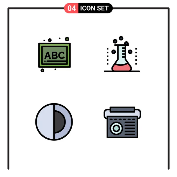 Grupo Colores Planos Modernos Línea Llenado Conjunto Para Abc Ciencia — Vector de stock