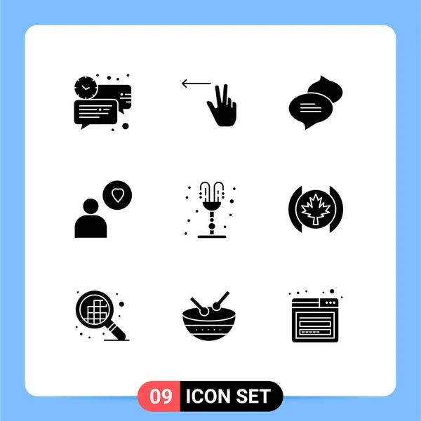 Mobile Interface Solid Glyph Set Pictograms Valentine Day Park Chatting — стоковый вектор