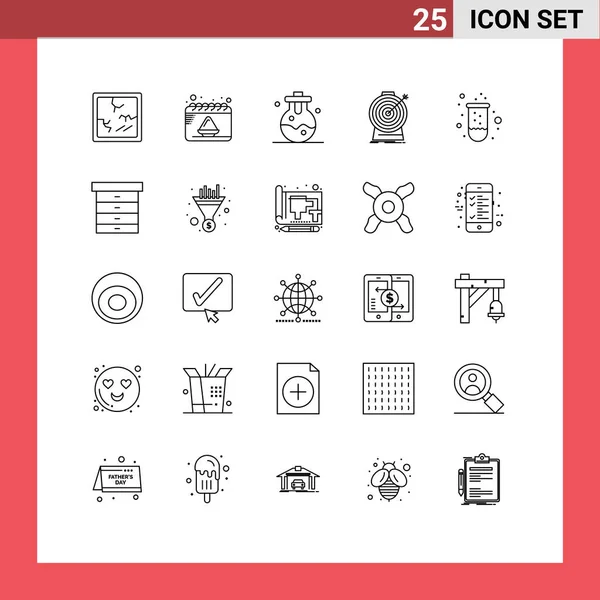 Stock Vector Icon Pack Mit Linienzeichen Und Symbolen Für Reagenzglas — Stockvektor