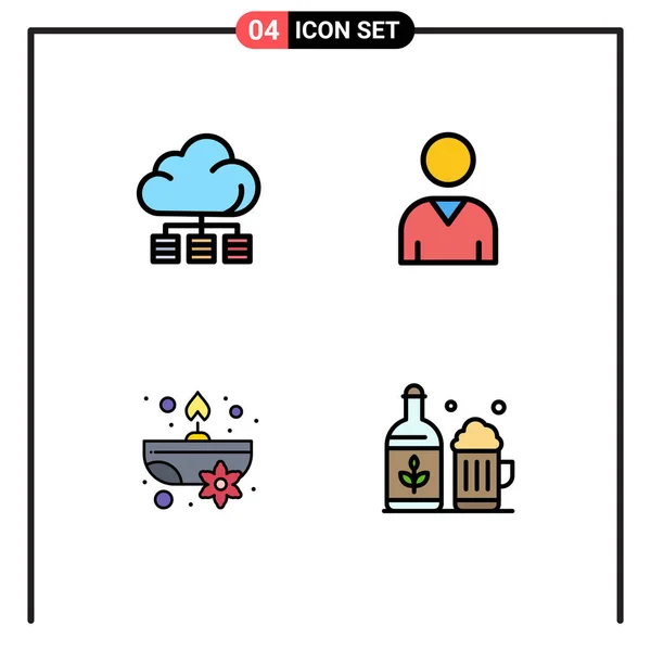 Universal Icon Symbols Group Modern Filledline Flat Colors Cloud Spa — Vetor de Stock
