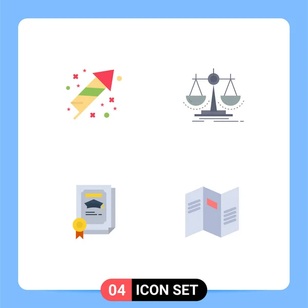 四个通用符号的平面图标包庆祝 可编辑向量设计元素证书 — 图库矢量图片