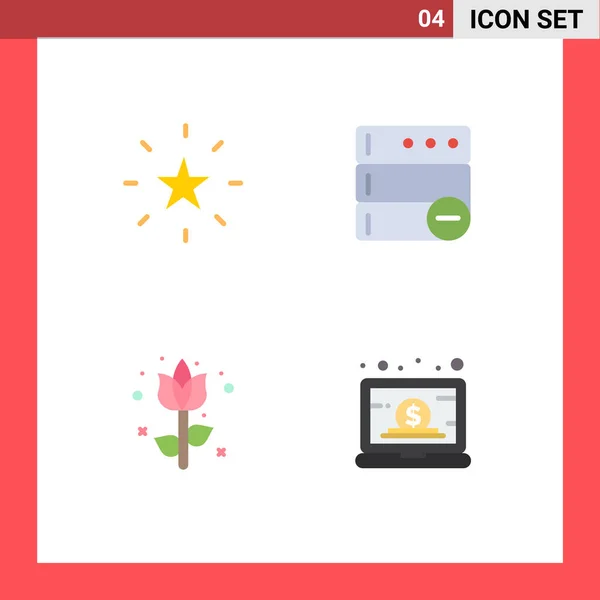 Modern Set Flat Ikonok Szimbólumok Mint Könyvjelző Virág Csillag Szerver — Stock Vector