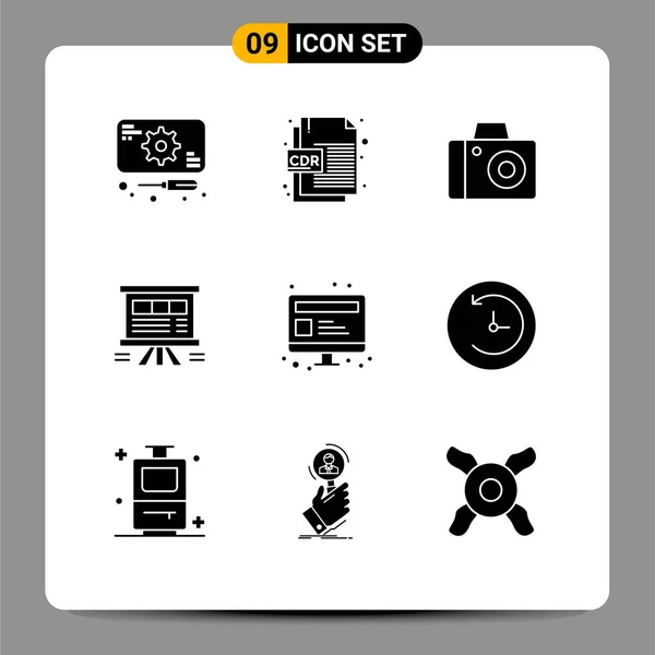 Пакет Креативных Символов Seo Sales Camera Chart Board Table Design — стоковый вектор