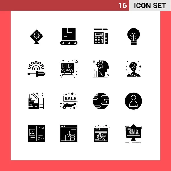 Pictogram Set Simple Solid Glyphs Tool Driver Scale Screw Driver — 스톡 벡터